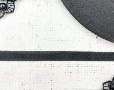 Лента киперная, хлопок, ш. 1 см, тёмно-серый