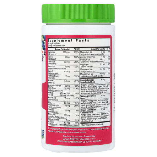 Rainbow Light, Women's One™, мультивитамины для ежедневного приема, высокая эффективность, 150 вегетарианских таблеток