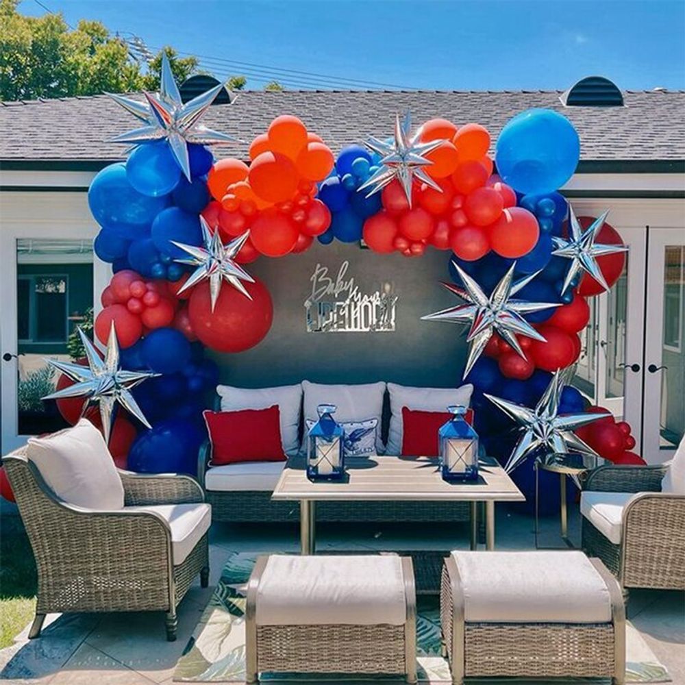 Шар 3D (40''/102 см) Звезда, Составная, Серебро, 1 шт. в уп.