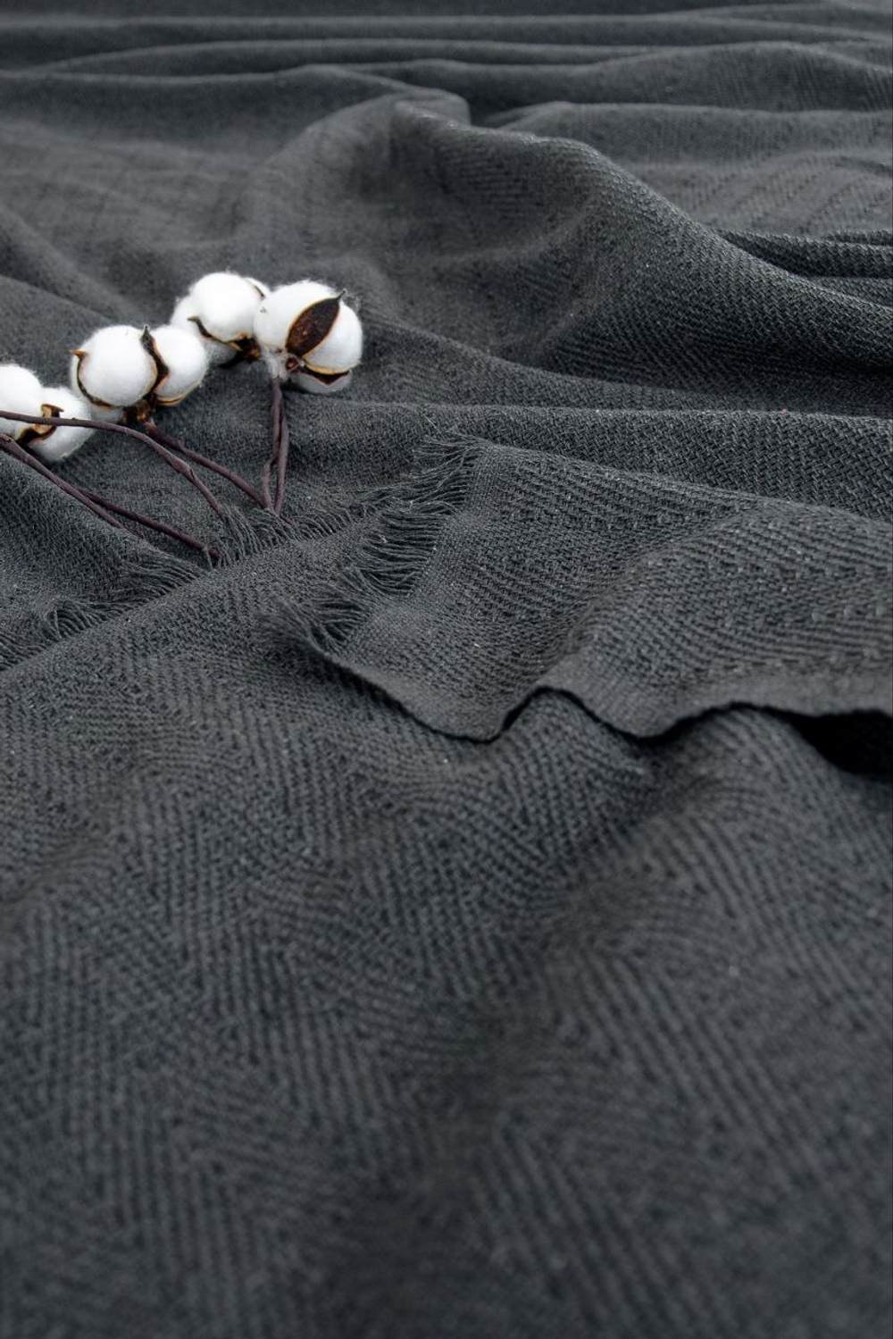 Плед "Merlin" с бахромой 220х240, цвет Антрацит