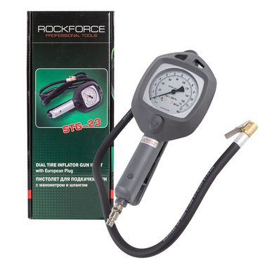 Пистолет для подкачки шин с манометром и шлангом 1м(0-12bar) RockForce##Rock FORCE RF-STG-23