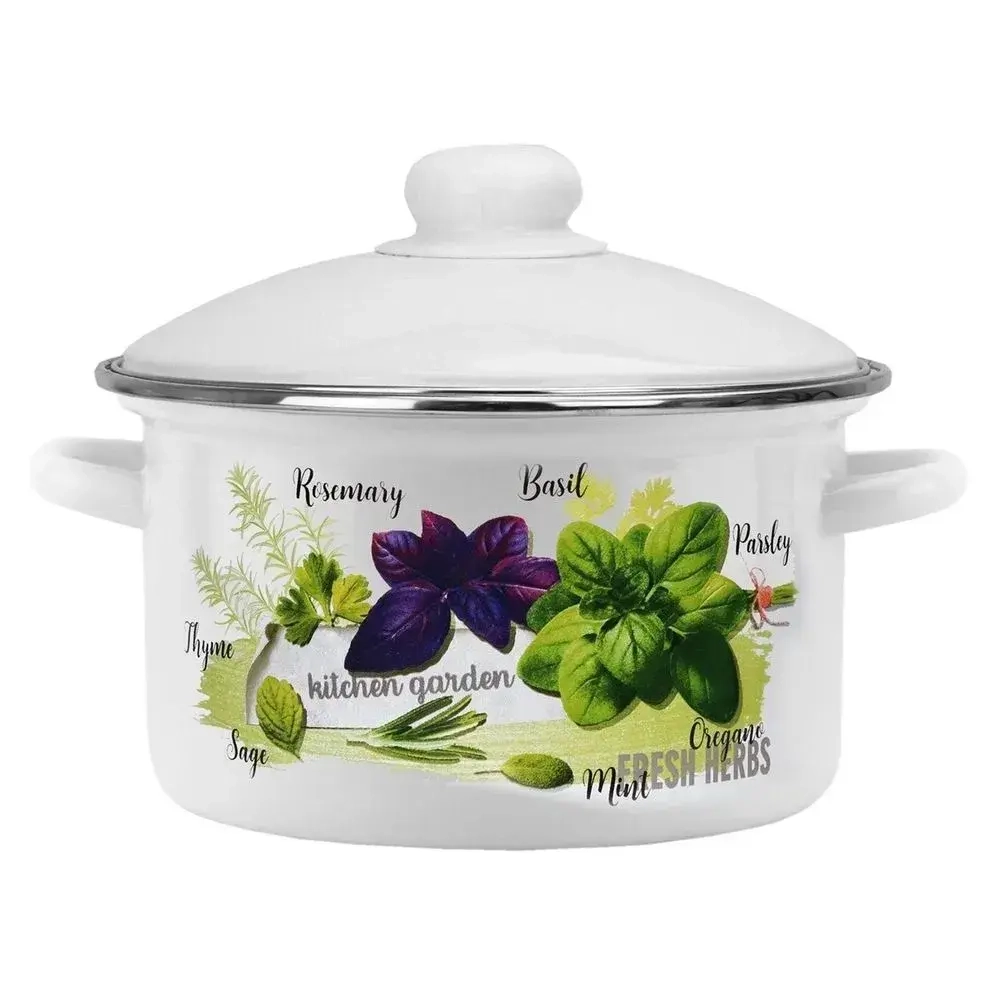 Кастрюля эмал цил Базилик 2,0л мет/об