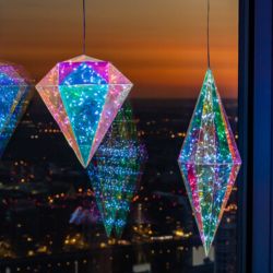 ULD-R506 3АА DIAMOND Светильник декоративный Брильянт. на батарейках 3AA не в-к. 100 светодиодов Белый свет. Цвет корпуса радужный. TM Uniel