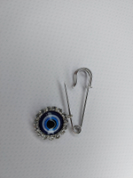 Брошь-булавка "Глаз Фатимы". цвет " Серебро"