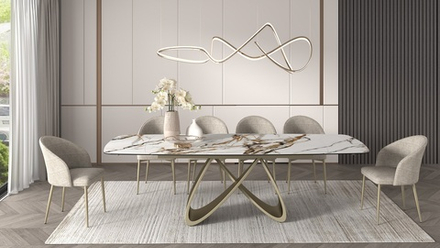Стол М-City DISAUR Паласио (Palacio) 180 Kl-188 Контрастный мрамор матовый, Итальянская керамика, Шампань
