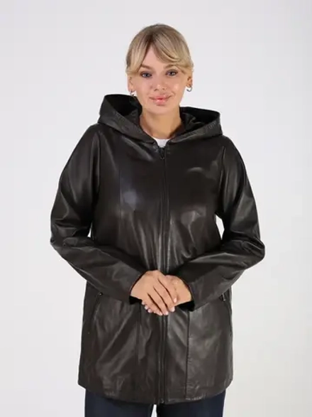 Кожаная куртка демисезонная с капюшоном