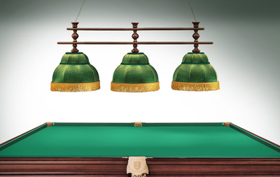 Лампа Аристократ-3 3пл. береза (№11,бархат зеленый,бахрома желтая,фурнитура золото)