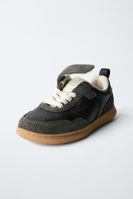 ZARA КОЖАНЫЕ КРОССОВКИ BAREFOOT, ЧЕРНЫЙ