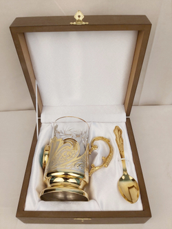 Чайный набор с ложечкой "Малахит" №4