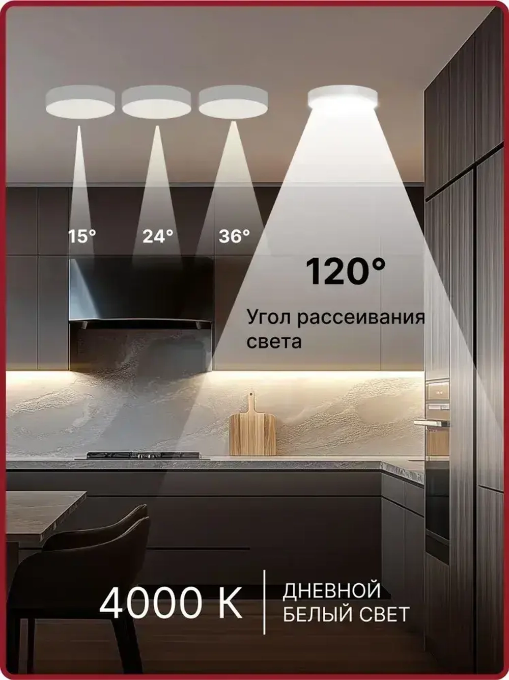 Люстра потолочная светодиодная 24 Вт / светильник накладной для кухни, спальни, зала, гостиной комнаты, детской, прихожей, гаража / настенный круглый