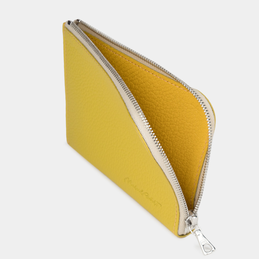 Кошелек кожаный, теленок желтого цвета