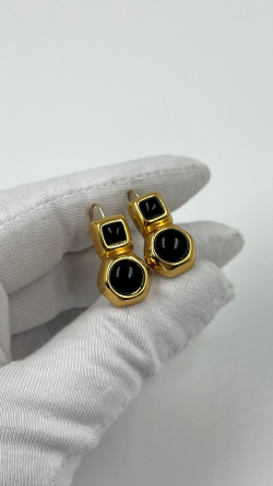 Серьги с чёрными вставкми Monet