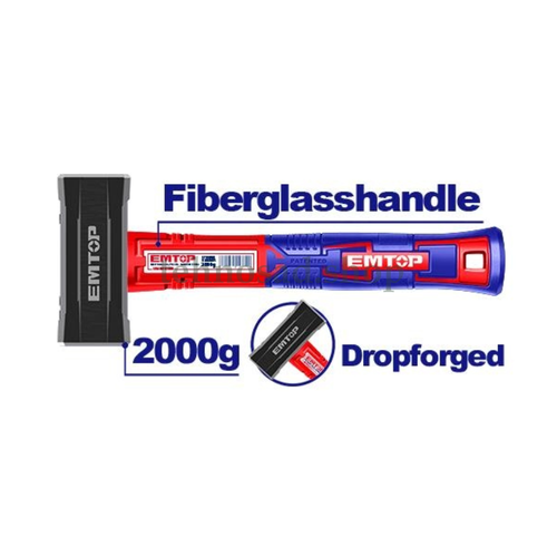 Кувалда EMTOP с фиберглассовой рукояткой 2000 г EHAMSH2000