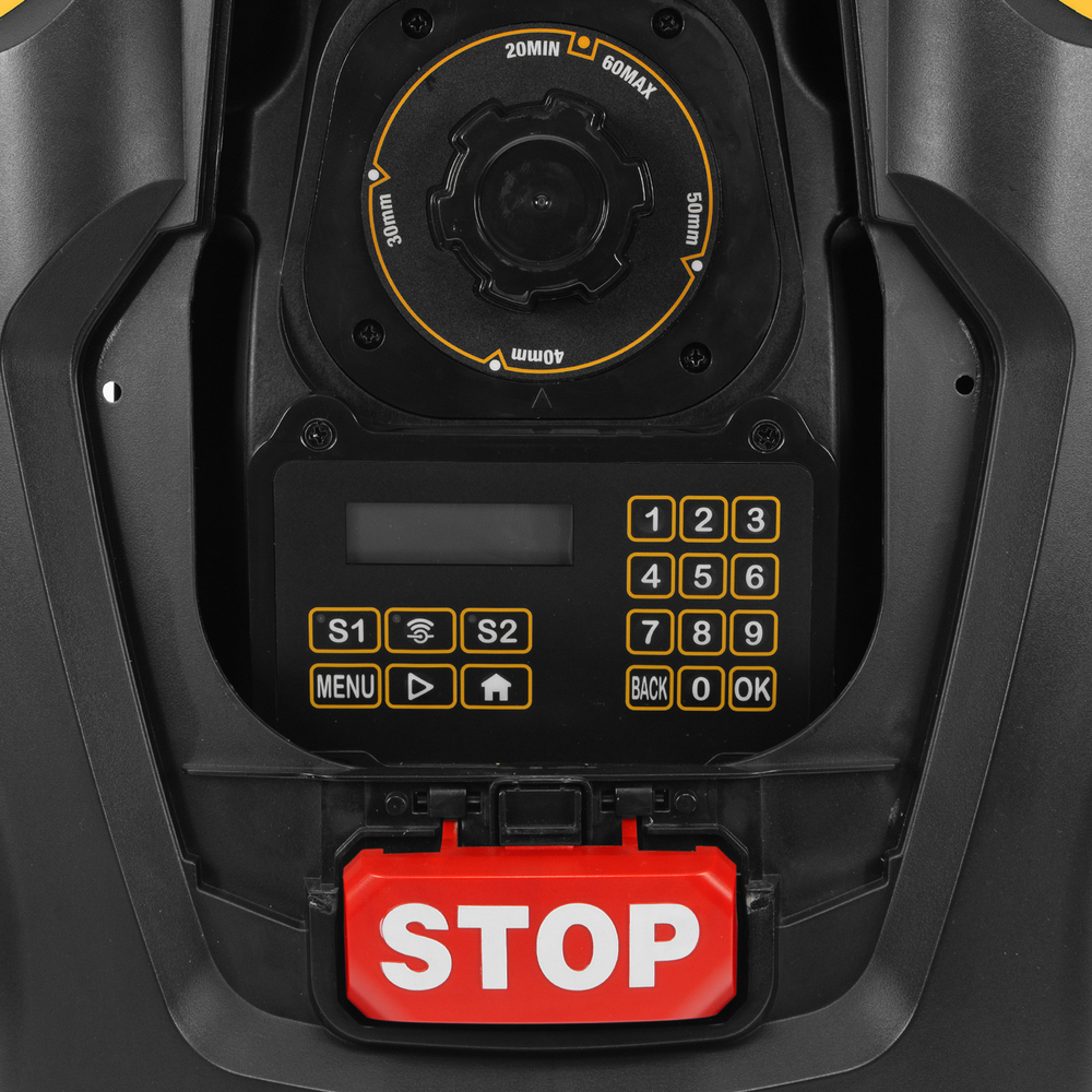 Робот-газонокосилка Grass Master 1000, ультразвуковой датчик, 3 Ач, LCD дисплей, Wi-Fi // Denzel