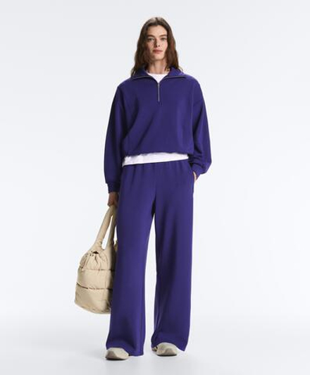 OYSHO Широкие прямые брюки из модала, кобальтовый