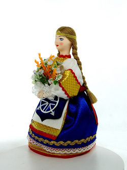 Кукла сувенирная фарфоровая. Девушка с колосьями пшеницы. г.Ялуторовск, Тюменская обл.