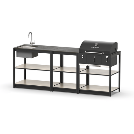 Мангальный комплекс Lounge M-104SB, 2.3 м, дуб сонома/черный мрамор