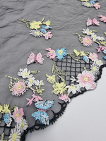 Вышивка на сетке черная/мультиколор К796 25 см