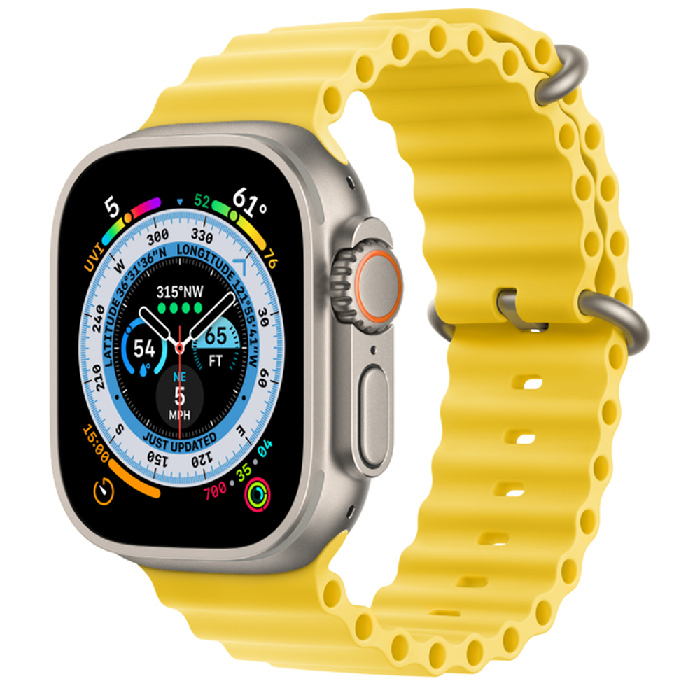 Apple Watch Ultra 49 mm Titanium Case with Yellow Ocean Band