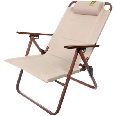Кресло складное c подлокотниками до 120 кг DC-6018, 59*52*88 см, цвет: бежевый, каркас алюмииний, ТуристМастер