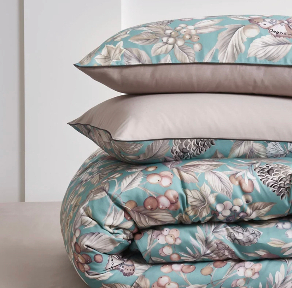 Постельное белье ЕВРО (двуспалка) Египедский Хлопок Постельные веточки