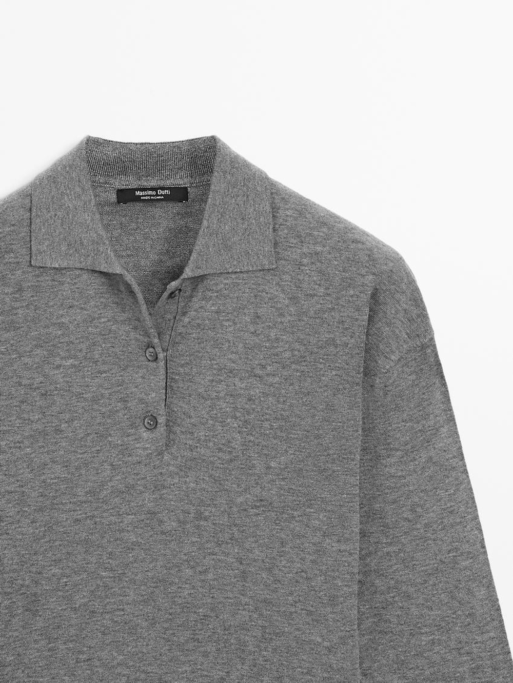 Massimo Dutti Свитер с воротником поло, серый