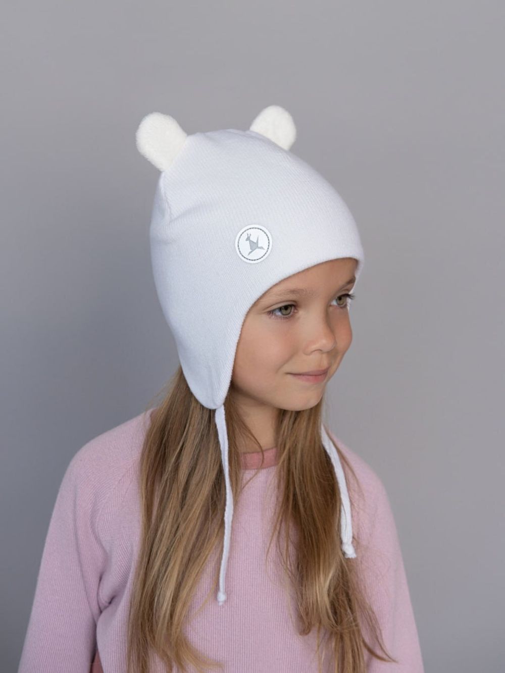 Шапка весенняя/осенняя вязаная ЛОРА (Молоко)