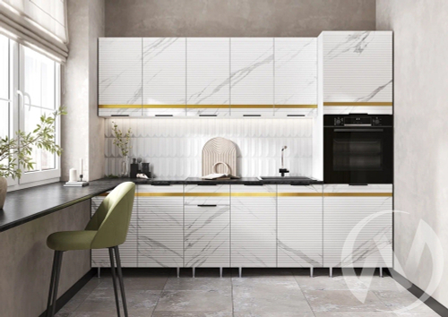 Кухня Милена 2;6м (белый/мрамор белый софт/антарес)