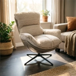 Кресло HUG серый в полоску, экокожа, шенилл