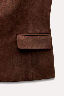 ZARA ТОП ИЗ ИСКУССТВЕННОЙ ЗАМШИ, КОРИЧНЕВЫЙ