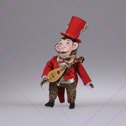 Ёлочная игрушка Обезьяна в цилиндре