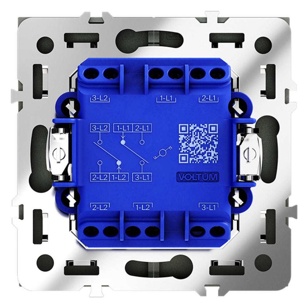 Проходной переключатель встраиваемый VOLTUM S70 двухклавишный 10А, (черный матовый)