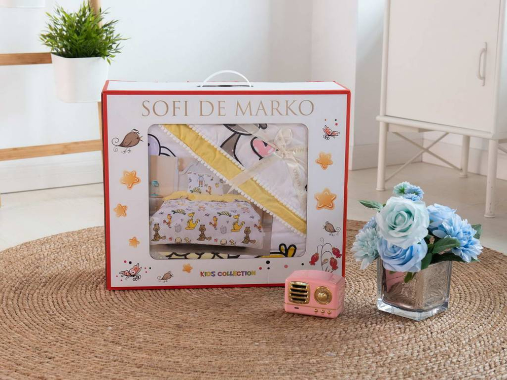 Детское постельное белье 1.5 спальное Sofi De MarkO Космонавт белое