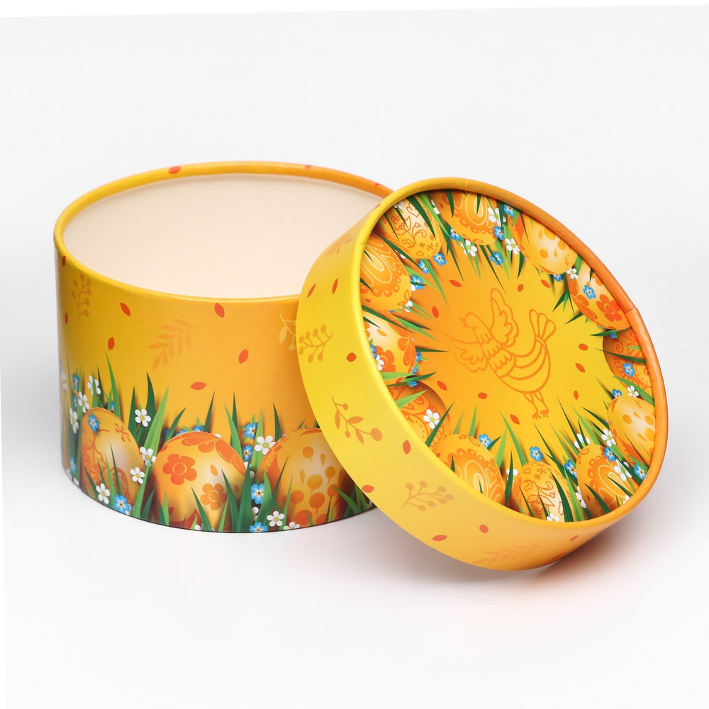 Коробка "Пасхальные яйца на оранжевом", завальцованная, 13 х 8,5 см 9543415