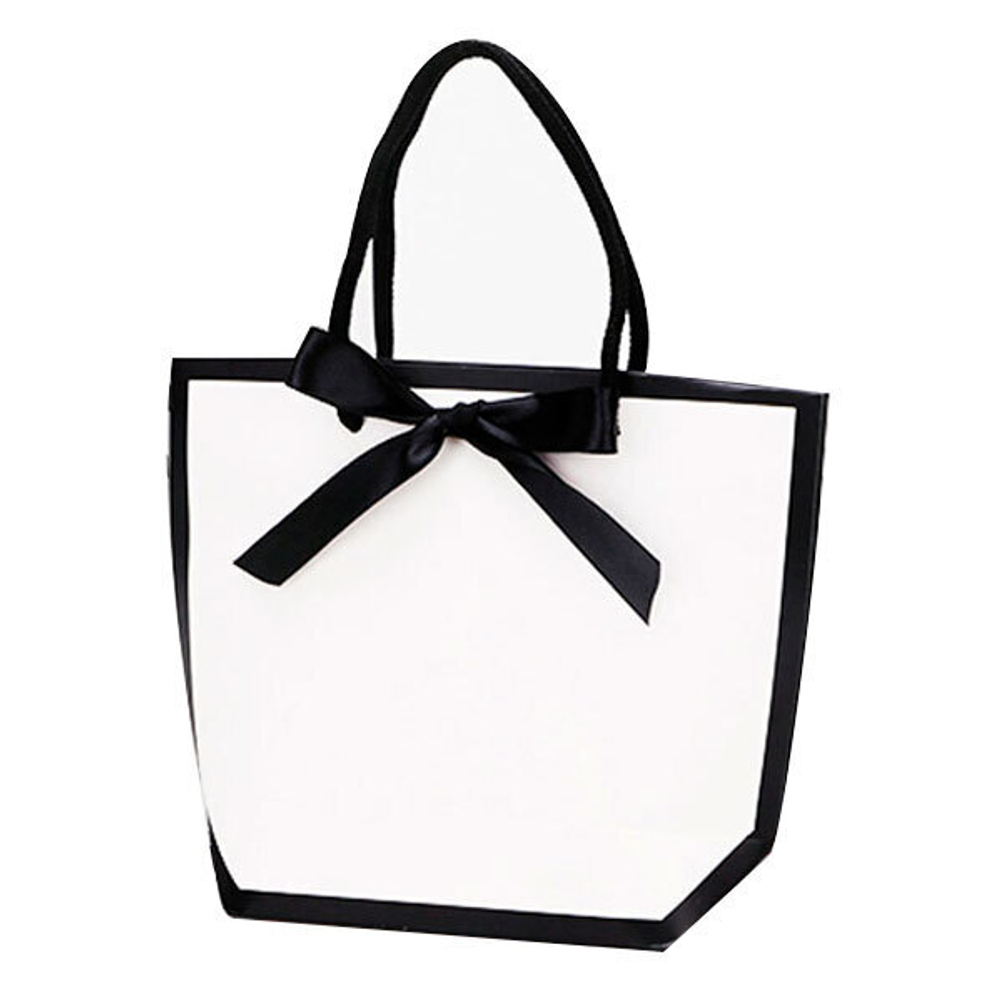 Пакет подарочный "Белый с черным бантом"  19*9*20 см
