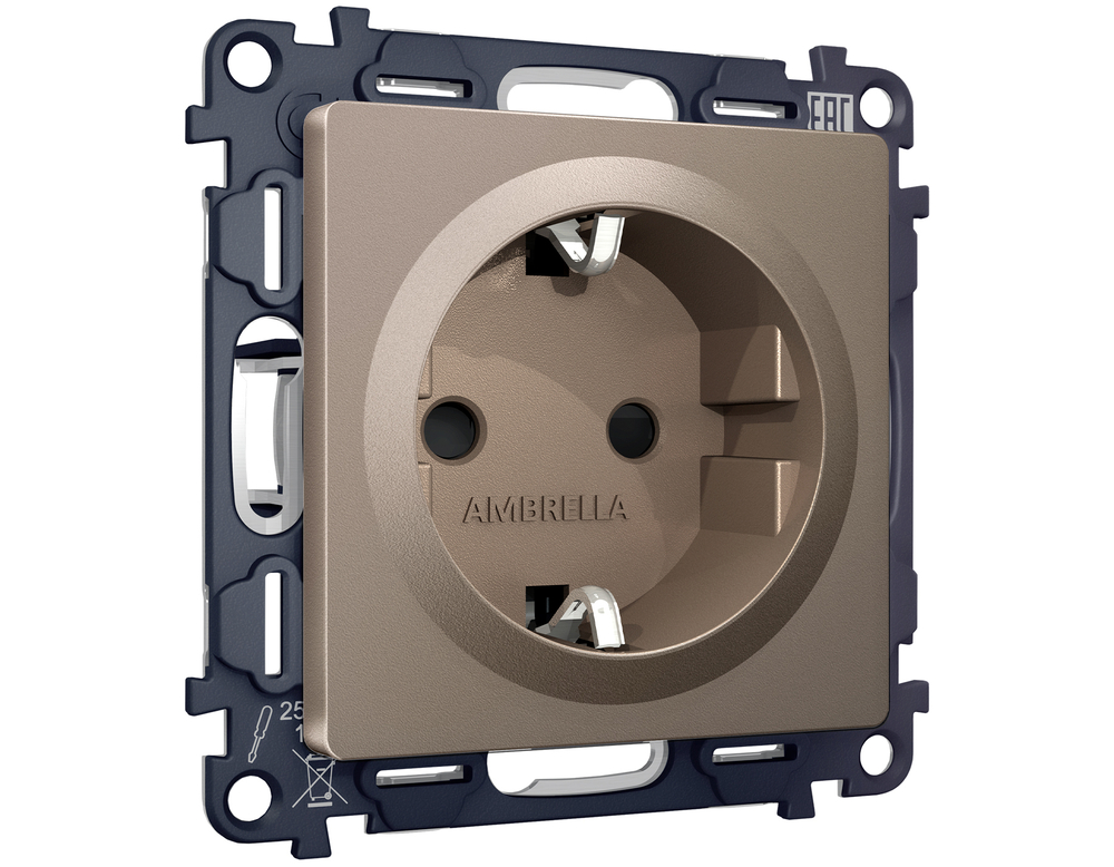 MA637010 Комплект механизма электрической розетки ALFA Темная бронза матовый с/з с шторками QUANT (AP6370, VM141)