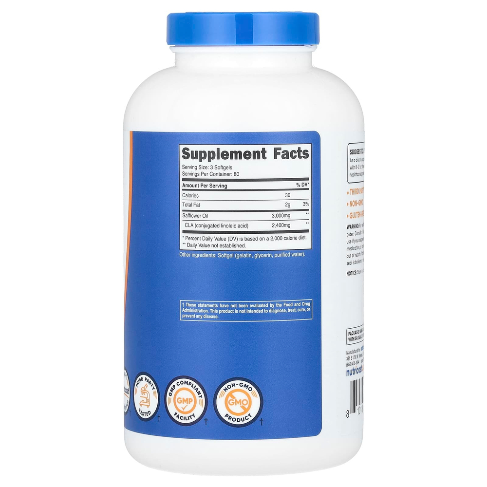 Nutricost, КЛК, 240 мягких таблеток (800 мг в 1 капсуле)