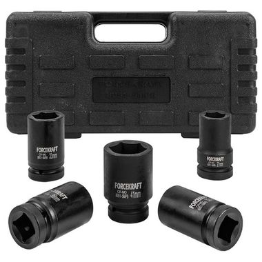Набор головок ударных глубоких 5пр.,1''(6-гр)(27,32,33,36,41мм),в кейсе FORCEKRAFT FK-8051-5MPB