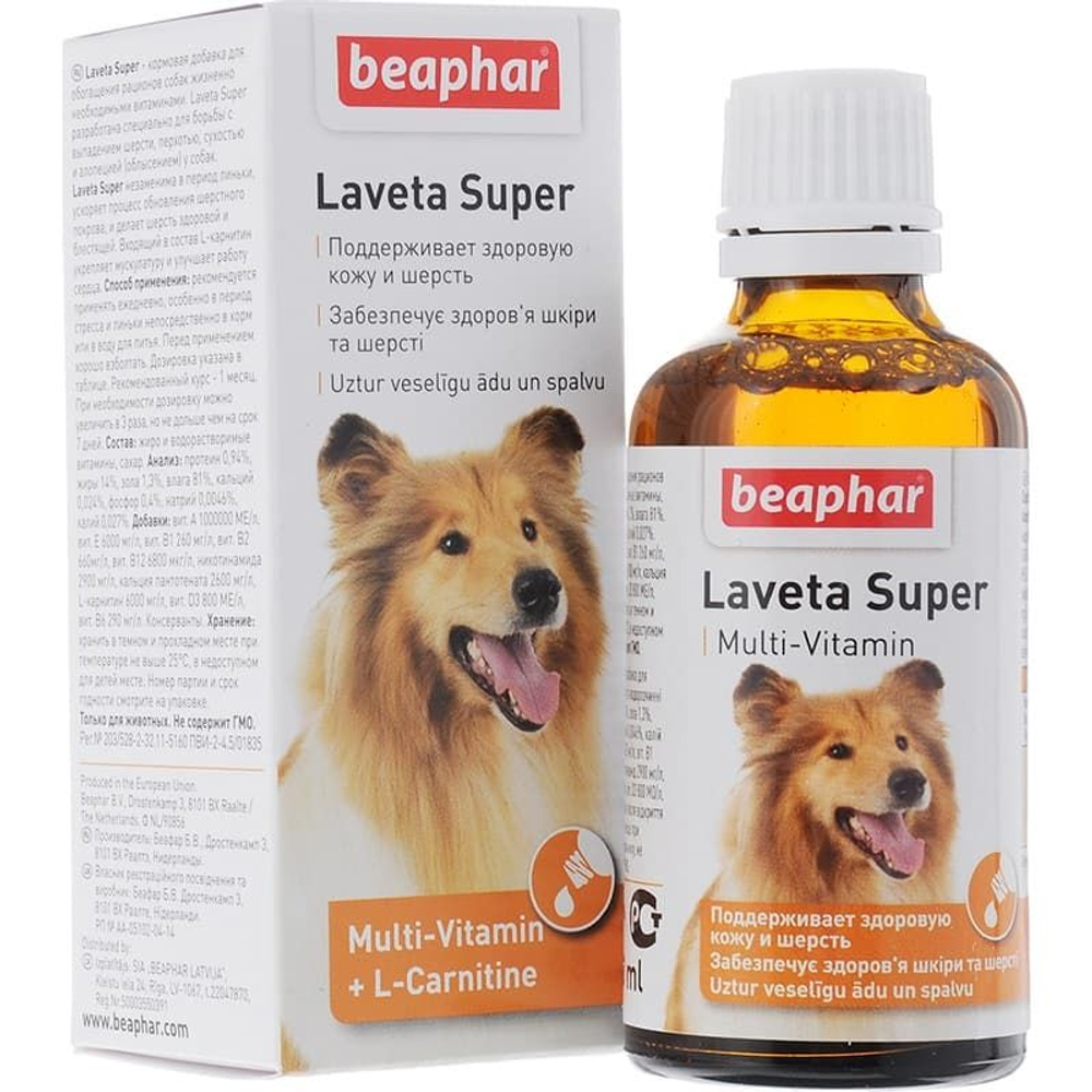 Беафар `Laveta super` витамины для собак для шерсти 50 мл Беафар `Laveta super` витамины для собак для шерсти 50 мл
