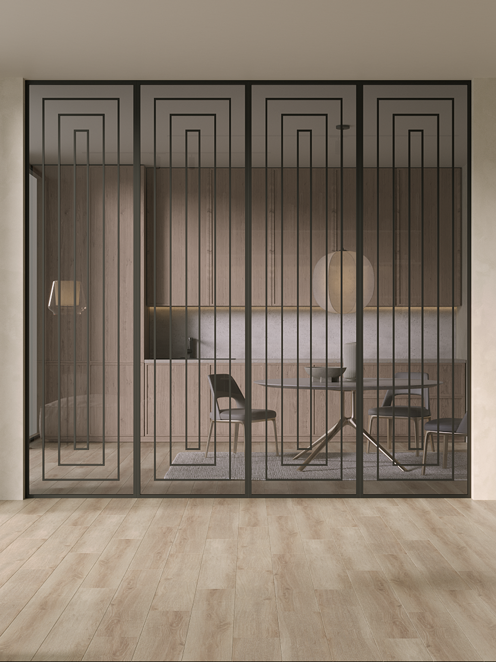Раздвижная алюминиевая перегородка Minoli Split 19