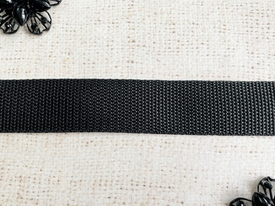 Лента ременная стропа, 14 гр/м, ш. 2,5 см, чёрный