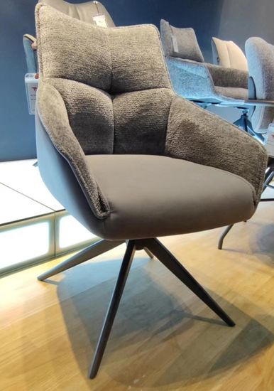 Стул FABIAN 360 град. поворот. MONA-464 Серый, PU/ STEAM-132 Серый, ткань / черный каркас