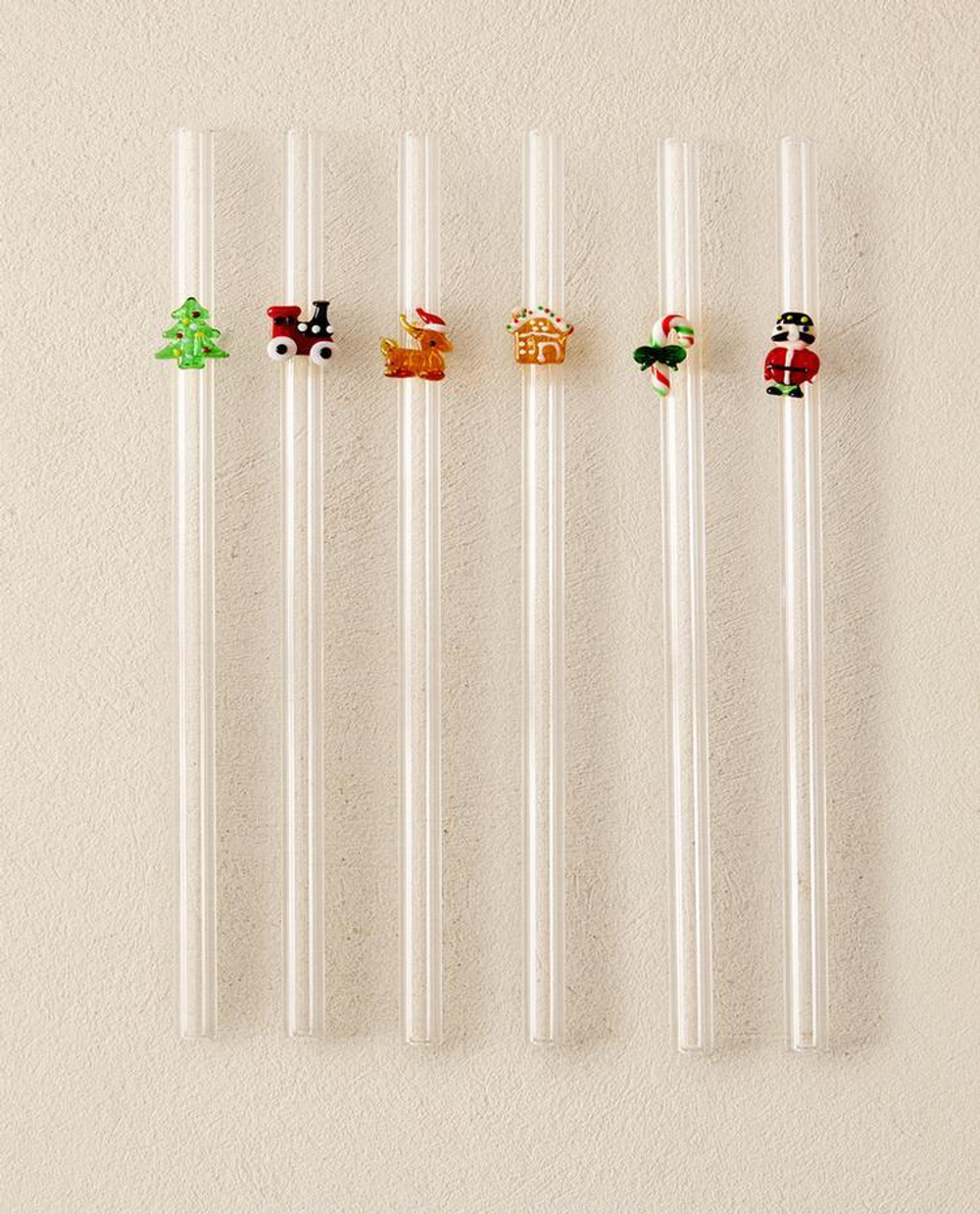 ZARA HOME НАБОР ТРУБОЧЕК ИЗ СТЕКЛА С НОВОГОДНИМИ ФИГУРКАМИ (6 ШТ.), КРАСНЫЙ