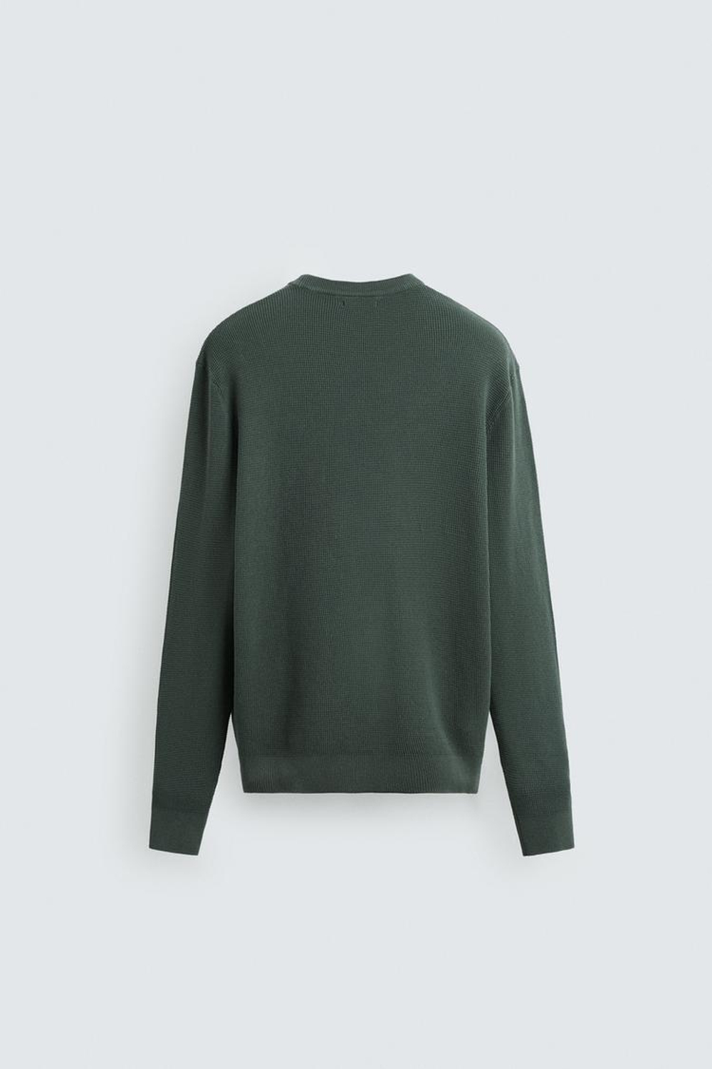 ZARA ДЖЕМПЕР КЛАССИЧЕСКОГО КРОЯ С РЕЛЬЕФНОЙ ТКАНЬЮ, ЗЕЛЕНОВАТО-СИНИЙ