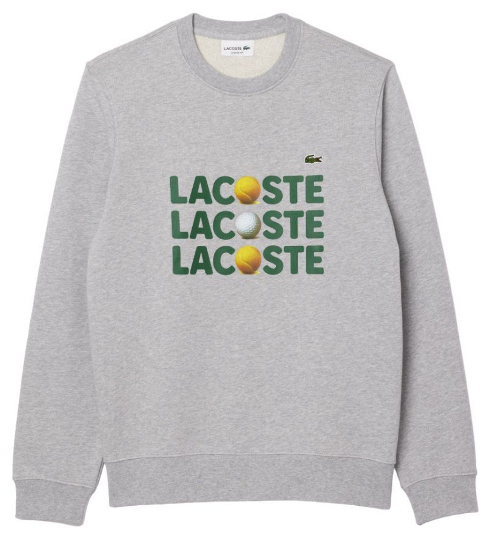 Мужская теннисная кофта Lacoste Ball Print Fleece Sweatshirt - серый