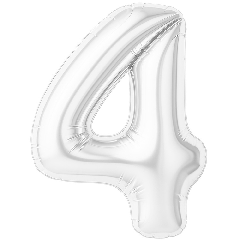 Шар фольгированный Цифра 4 101 см (Белый)