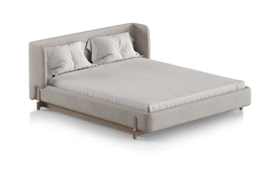 Кровать Basic спальное место 160*200 см (молочный, рогожка)