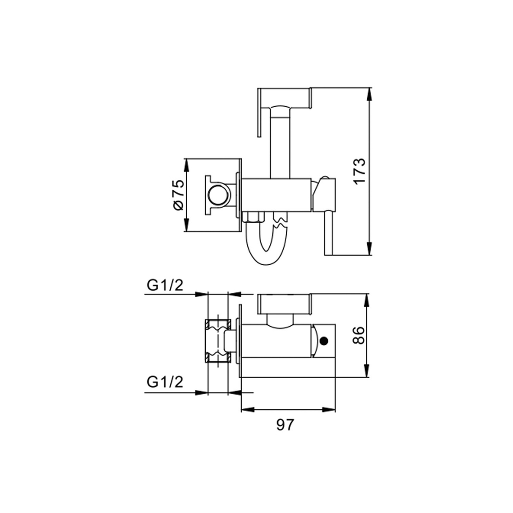 Смеситель с гигиенической лейкой 25к F7505-2 FRAP (встраиваемый, хром, латунь)