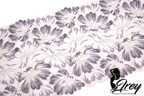 03-213 ОПТ Кружево эластичное 23 см, пион/тауп