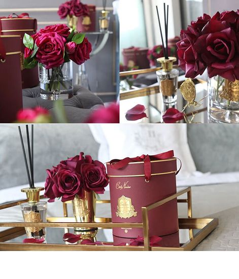 Красный букет роз в прозрачной овальной вазе, Cote Noire